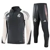 2024/2025 Real Madrid Royal Dark Gray Half-Pull Training Suit Football Shirt 1:1 Thai Quality Set