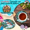 6Pcs/set Diamond Painting Wooden Christmas Coaster Cup Cushion With Holder