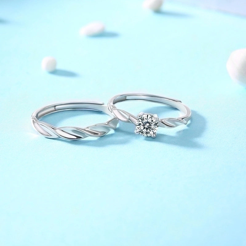 925 Sterling Silver Moissanite Solid Color Open Ring