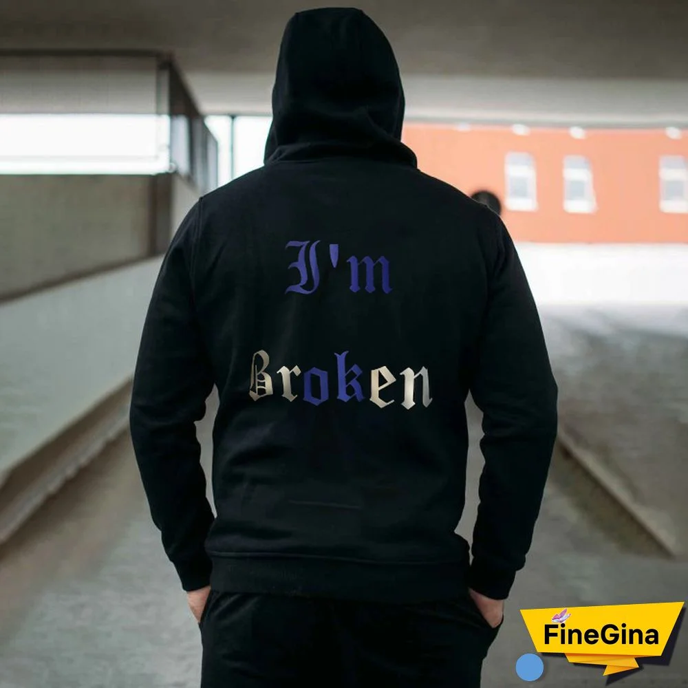 I'M Broken Printed Men's Casual Hoodie