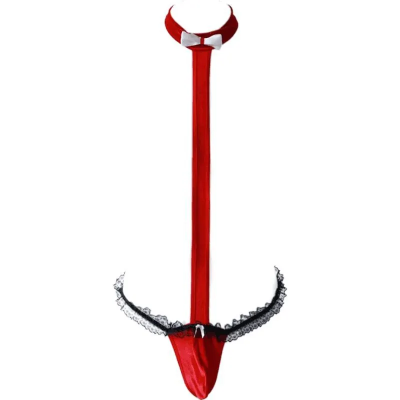 Churchf Men's Sex Underwear New Men's Christmas Trousers Sexy Lace Three Men's Lady Dress Uniform