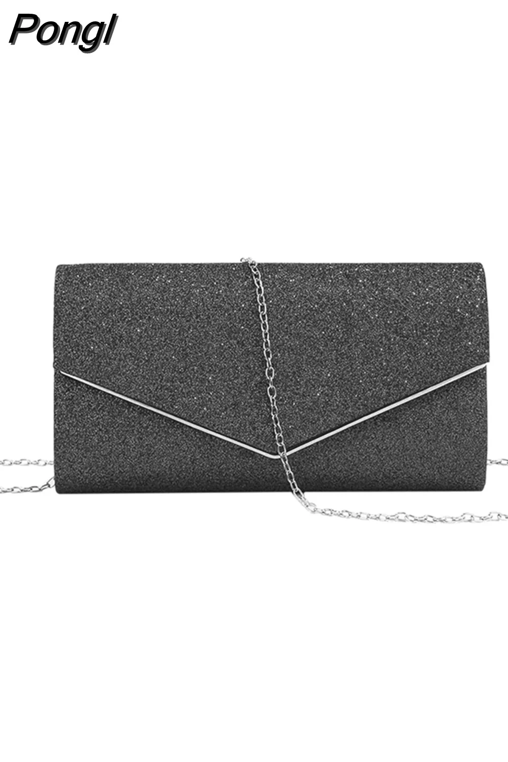 Pongl Square Women Shoulder Bags Fashion Sequin Female Daily Clutch Wedding Party Bling Chain Crossbody Bags Evening Handbags