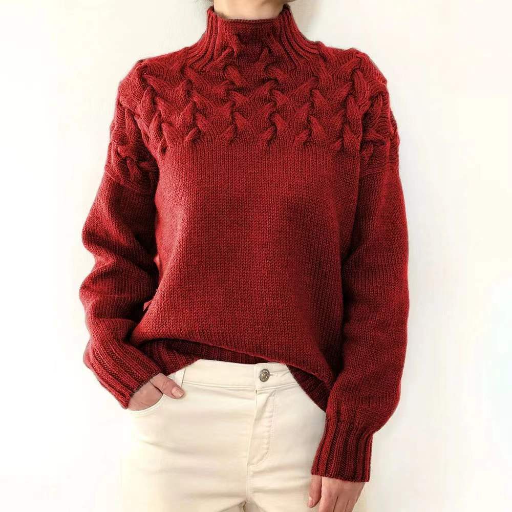 Rotimia Casual turtleneck solid-color sweater
