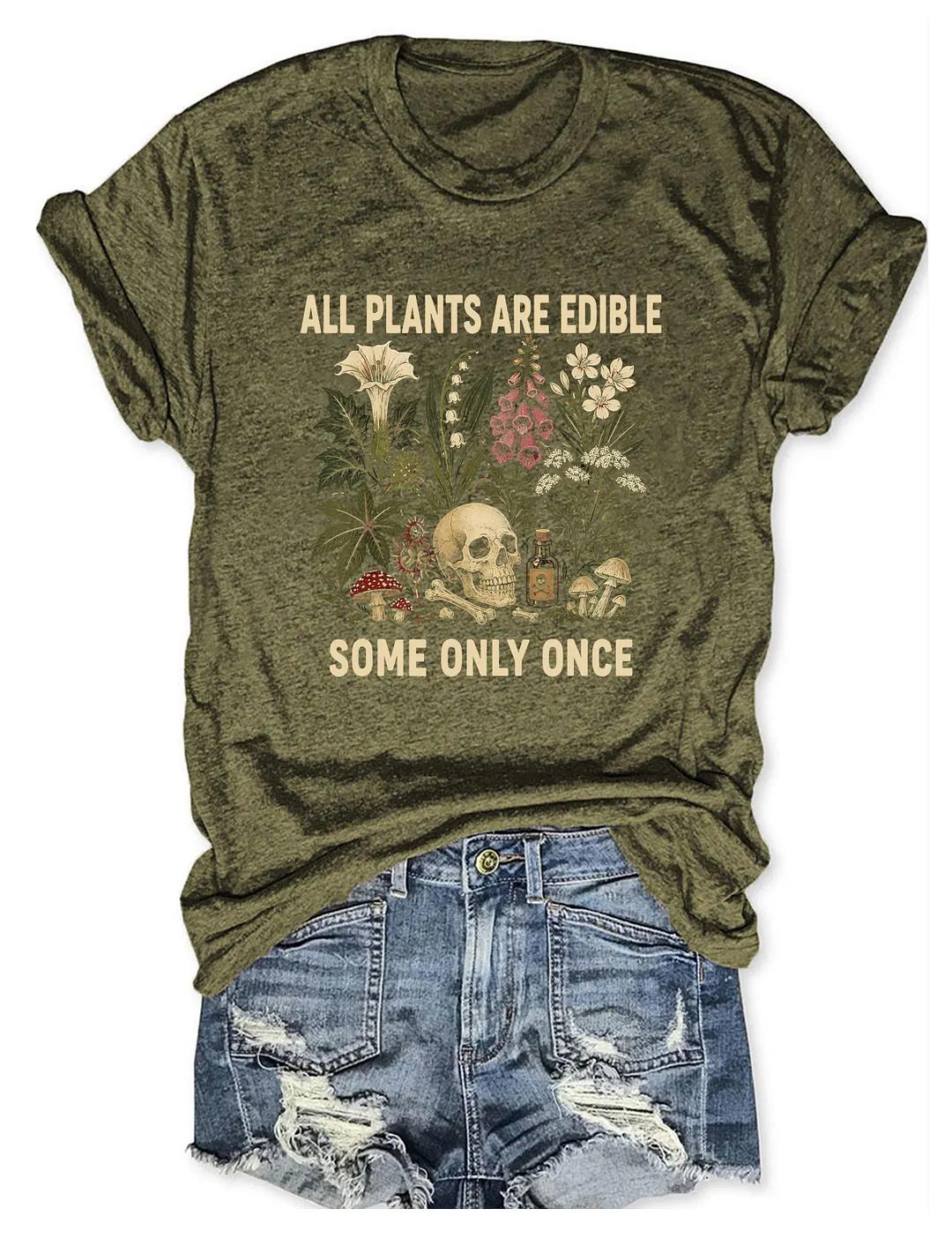 All Plants Are Edible Some Only Once Skeleton Gardener T-shirt