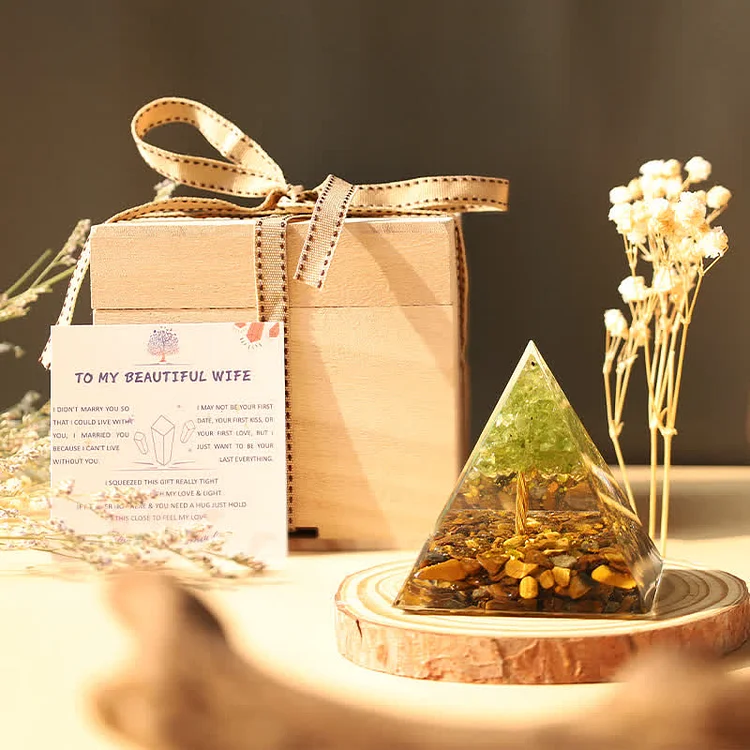 WIFE - Your Are My Joy - Peridot With Tiger Eye Orgone Pyramid