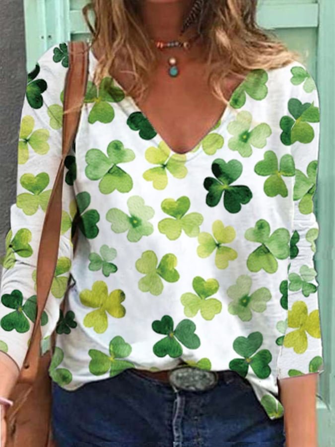 🔥Buy 2 Get 5% Off🔥Women's St. Patrick's Day Shamrock V-Neck T-Shirt