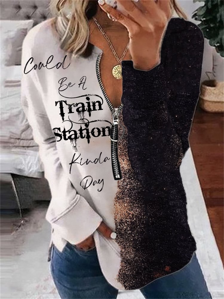 Western Train Station Bleached Contrast Sweatshirt