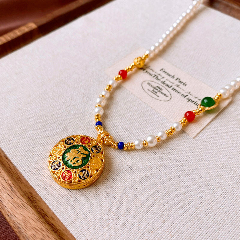 Medieval Round Hexagon Ellipse Triangle Geometric Alloy Electroplating Necklaces