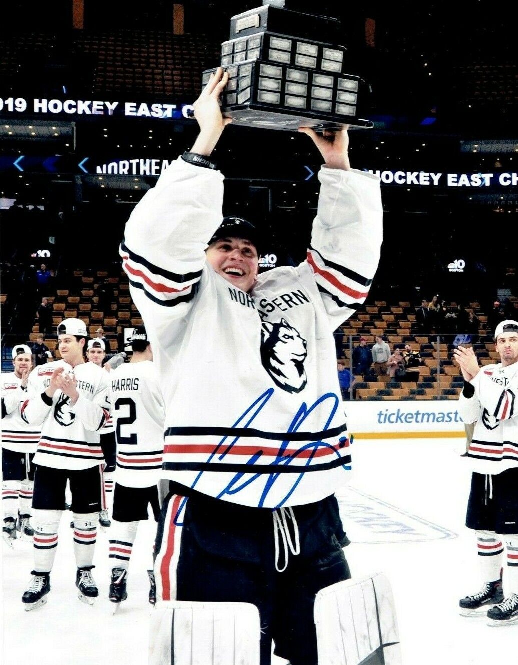 CAYDEN PRIMEAU autographed SIGNED NORTHEASTERN HUSKIES championship 8X10 Photo Poster painting