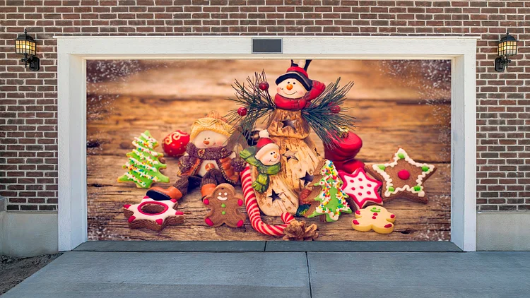 Gingerbread Snowman Garage Door Mural