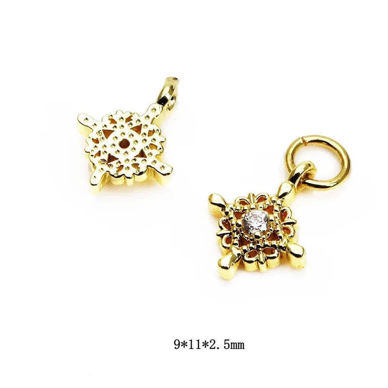 1 Piece 10*11mm 10*13mm 12*10.5mm Copper Zircon Star Heart Shape Flower Jewelry Accessories Pendant