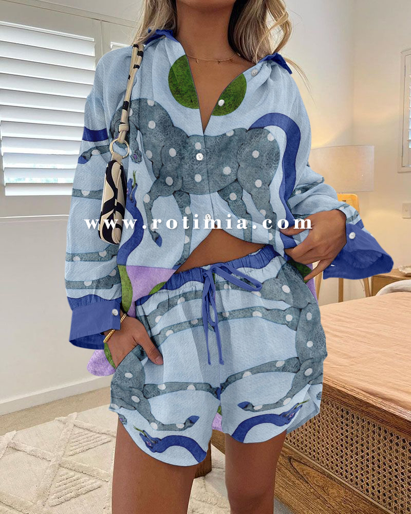 Rotimia Abstract horse print casual two-piece set