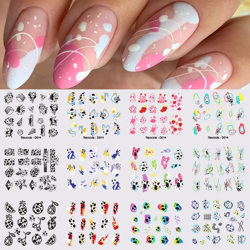 12pcs Valentines Manicures Love Letter Flower Transfer Stickers For Nails Inscriptions Nail Art Decoration Water Sliders Tips
