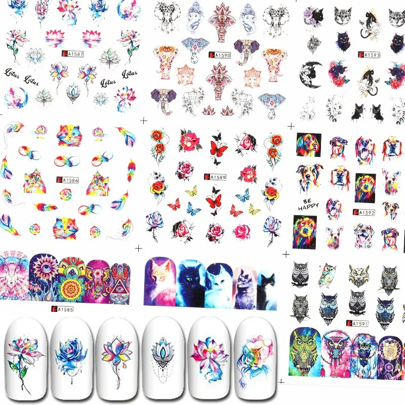 12Pcs Summer Fruit Water Decals Fruit/Kiwi/Banana/Lemon/ Strawberry Designs DIY Nail Stickers Wraps Slider Decoration