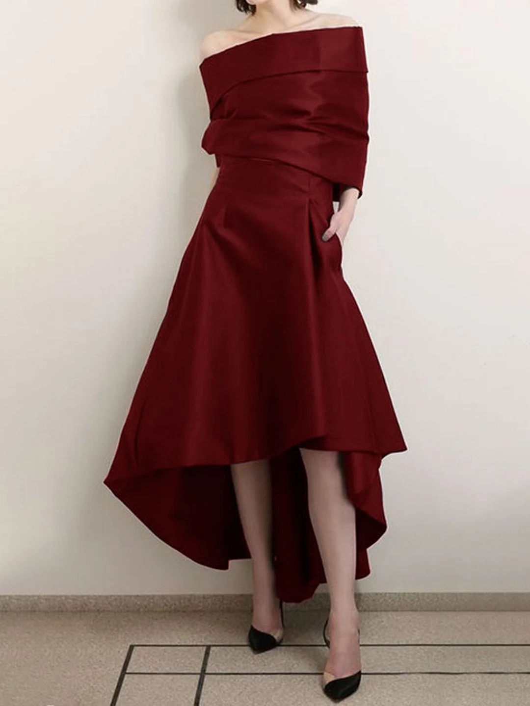 Asymmetric A-Line Elegant Maxi Dress