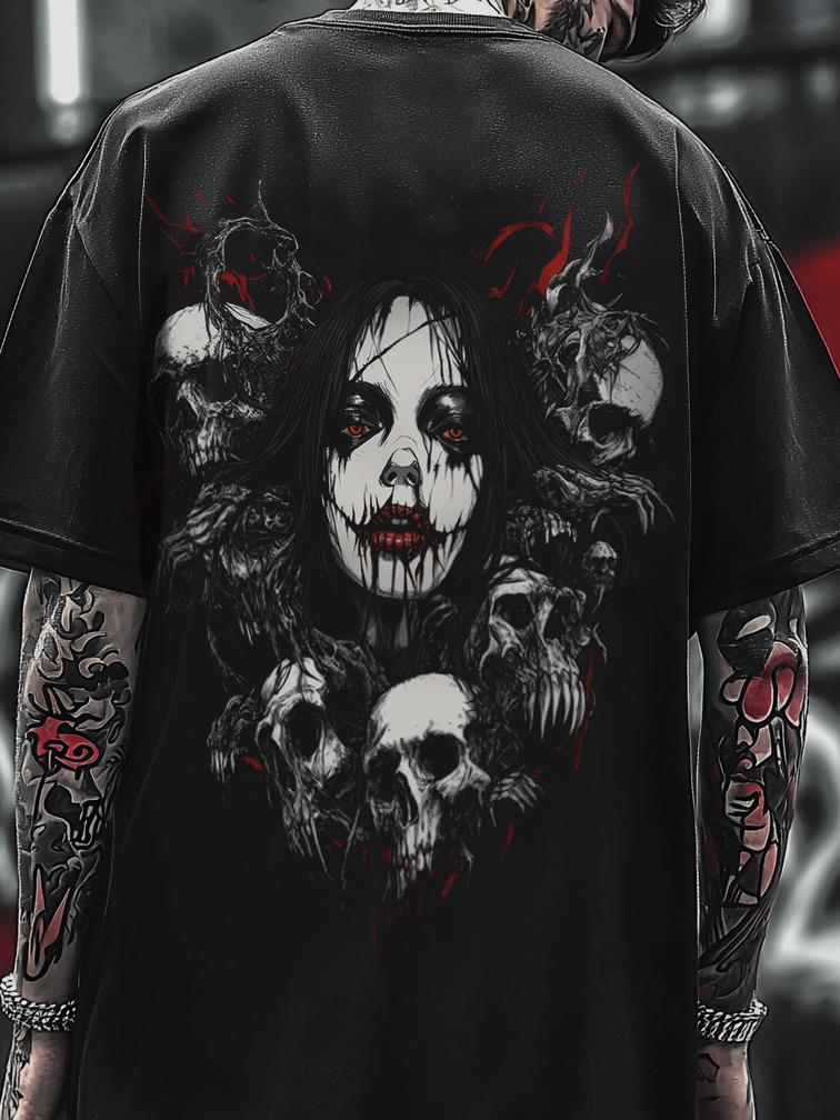 Shoptechwear Art Satanic Skull Blood Goddess Oversized Unisex Casual T-shirt