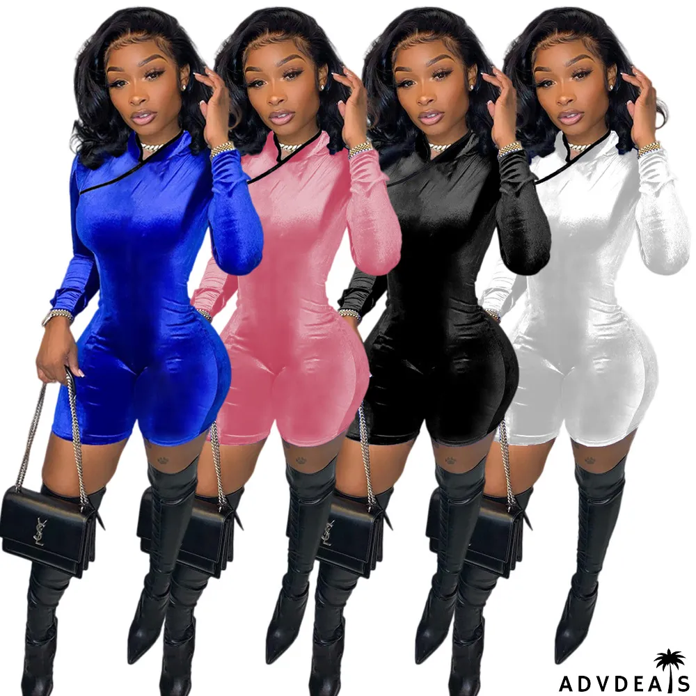 Women's Sexy Fashion Cheongsam Style Zipper Velvet Cargo Shorts