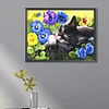 Diamond Painting -DIY Round Drill Cat lounging in Flowers