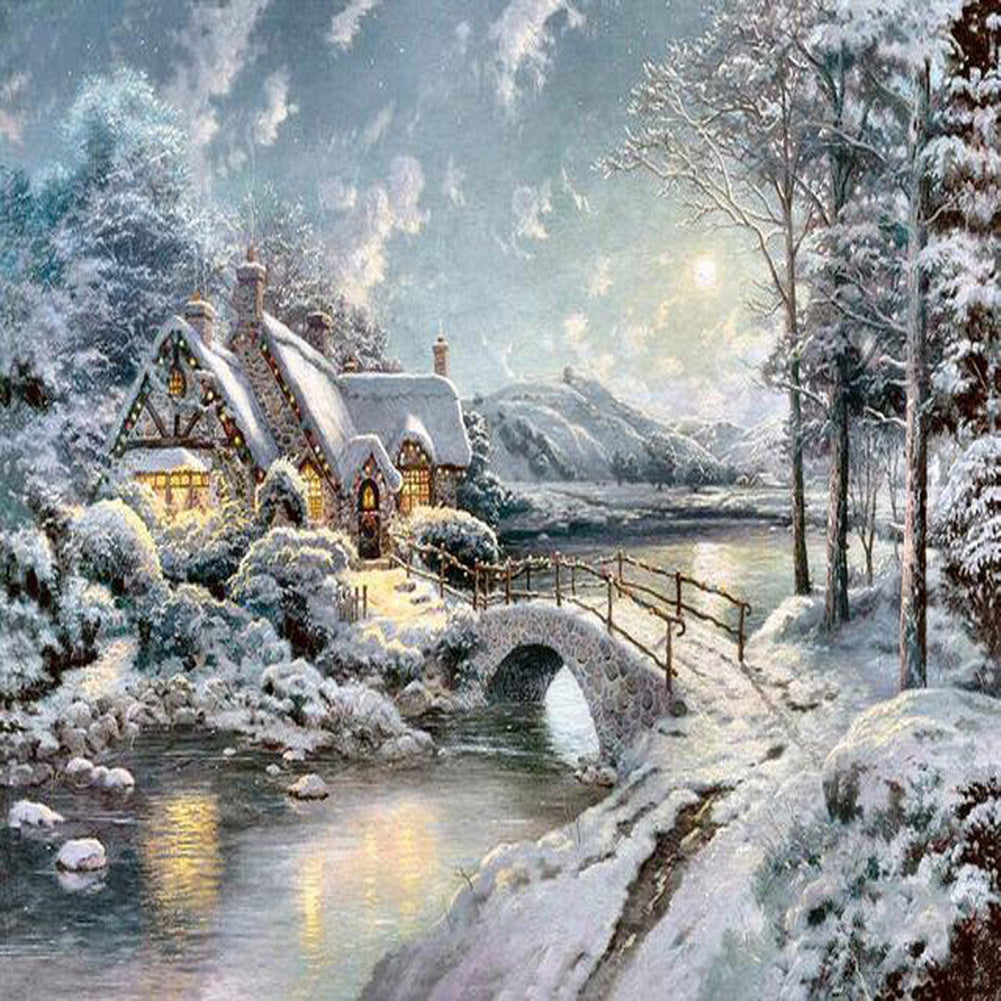 Snow House Round Full Drill Diamond Painting 30X30CM(Canvas) gbfke