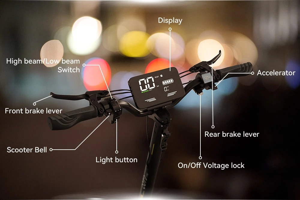 OOTD T10 Electric Scooter, 500W Motor, 48V 13AH Battery, 11 inch Vacuum Tires, 50km/h Max Speed, 45km Range, Front & Rear Disc Brakes, Front & Rear Spring Shock Absorber