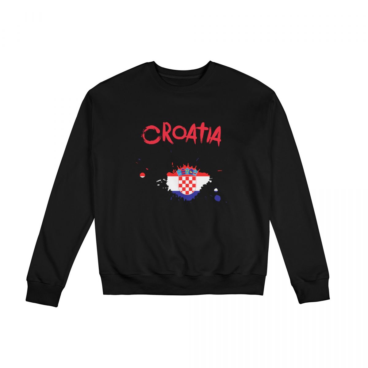 Croatia Ink Spatter Sweatshirt Round Neck Tops