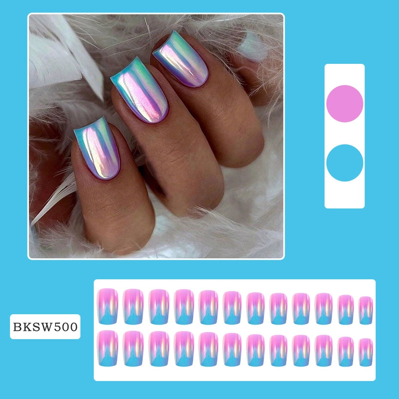 Retro Solid Color Star Starry Sky Leopard PVC Press-on Nails 1 Set