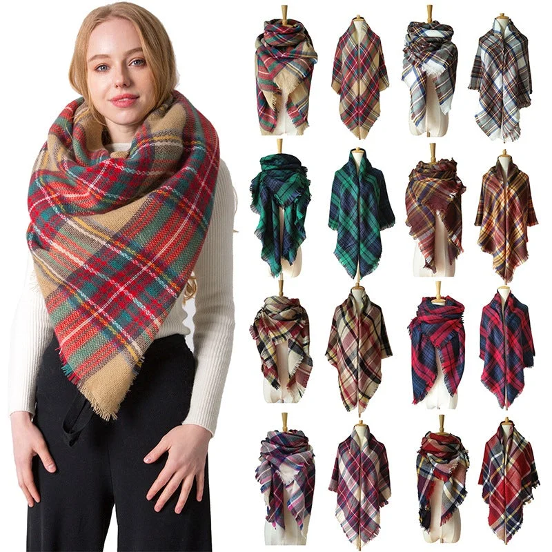 Plaid Pashmina Scarf Winter Scarf For Women