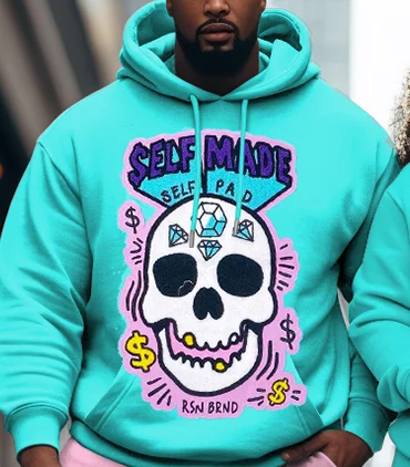 Couple Plus Size Casual Couple Outfit Self Made Skull Hoodie Set