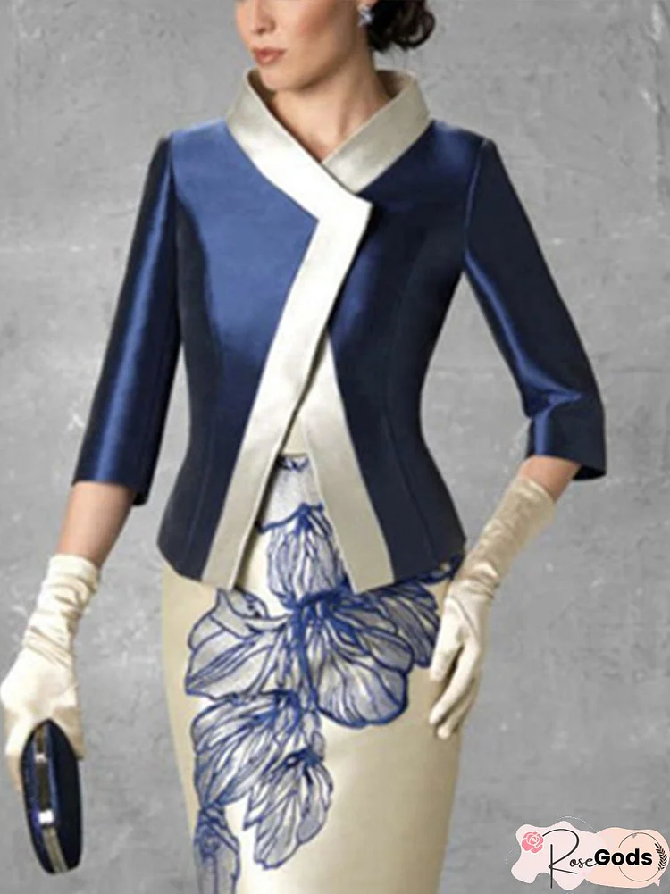 Color Block Elegant Regular Fit Jacket