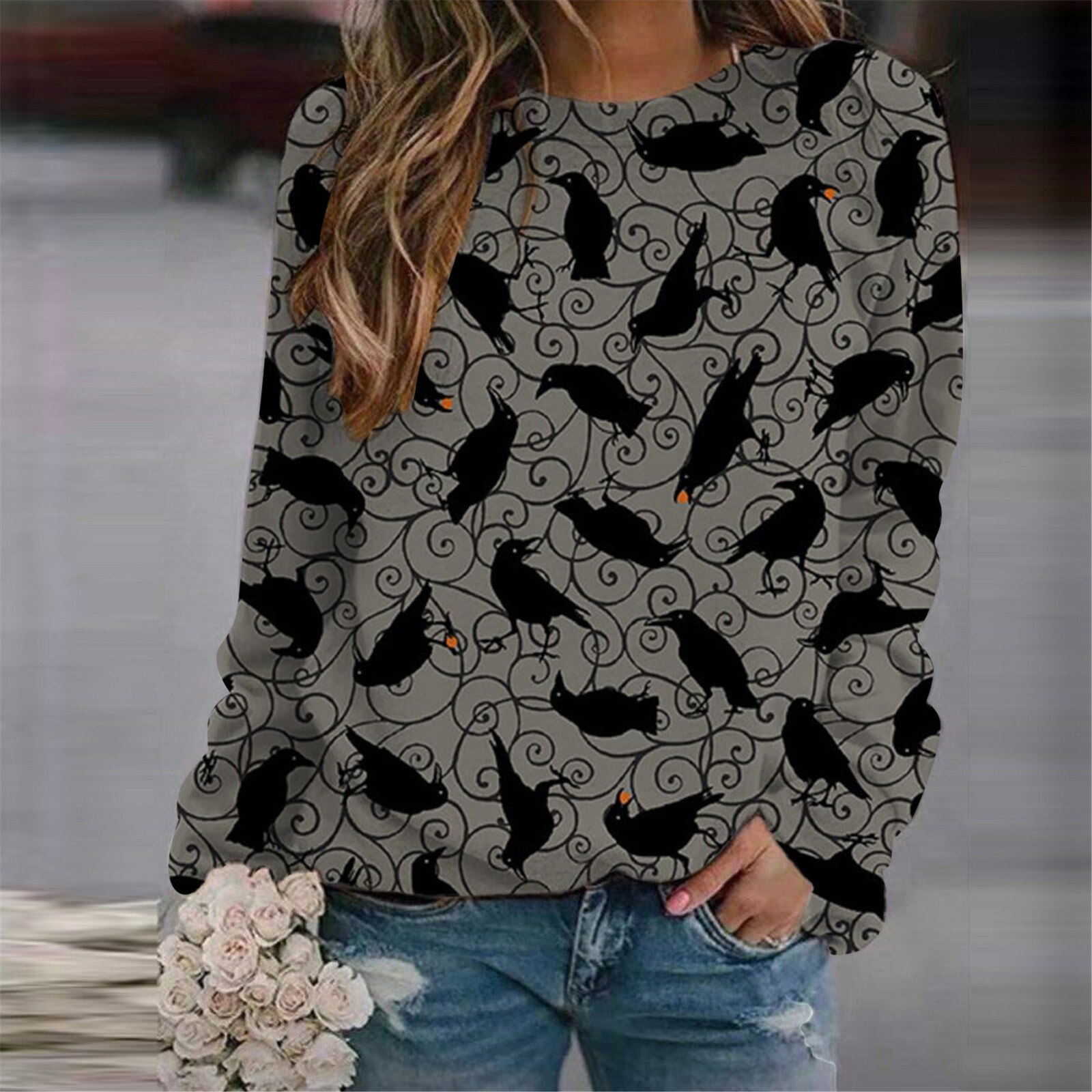 Women Print Loose Sweatshirts