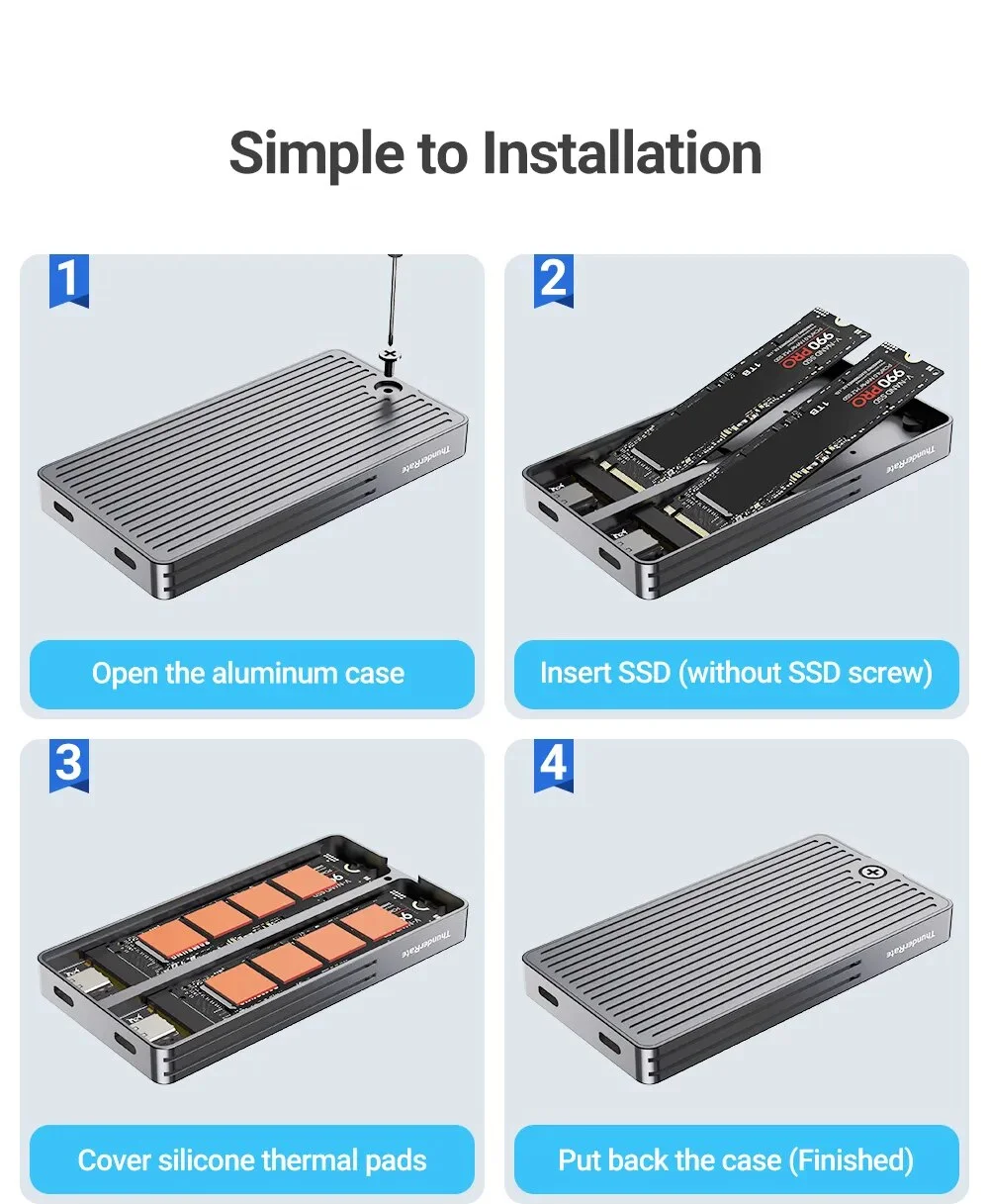 JEYI Dual Bay M.2 NVMe SATA SSD Enclosure, USB 3.2 Gen 2