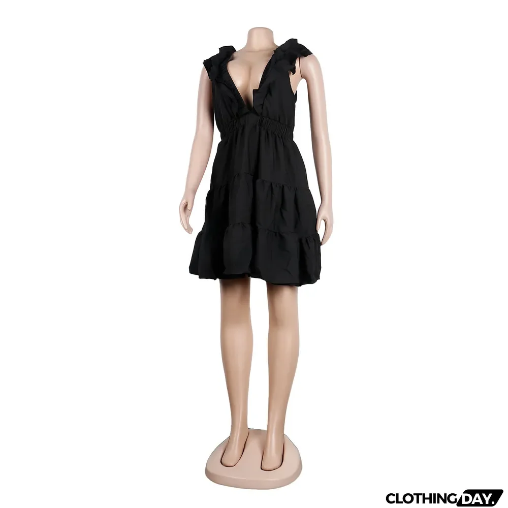 Women Sexy V-Neck Sleeveless Dress