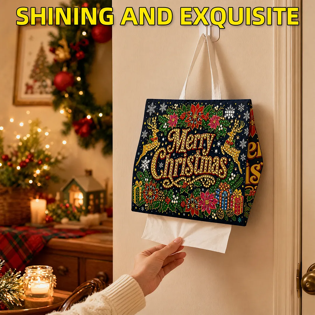 Diamond Tissue Organizer Exquisite Craftsmanship for Bathroom Bedroom Decor (Christmas)