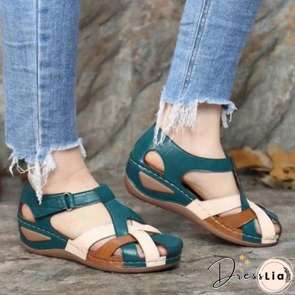 New Fashion Women Sandals Waterproof Slip On Round Female Flat Sandals Women Slippers Casual Comfortable Summer Ladies Shoes