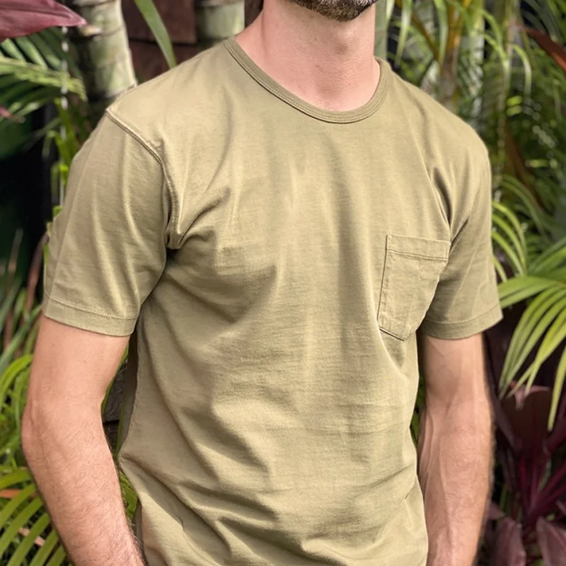 Simple Olive Green Cotton Short Sleeve T-Shirt