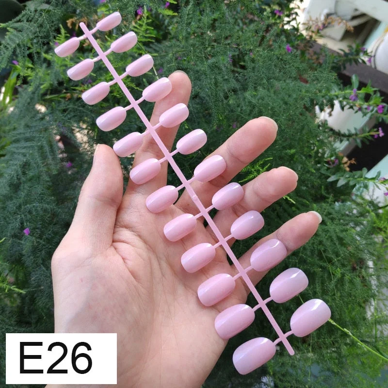 10 Sets Round Shape False Nail Tips In Same Color 24 Pieces/Set 10 Sizes Press on Fake Nails DIY Manicure Finger Nail Tips-Nail Inspo