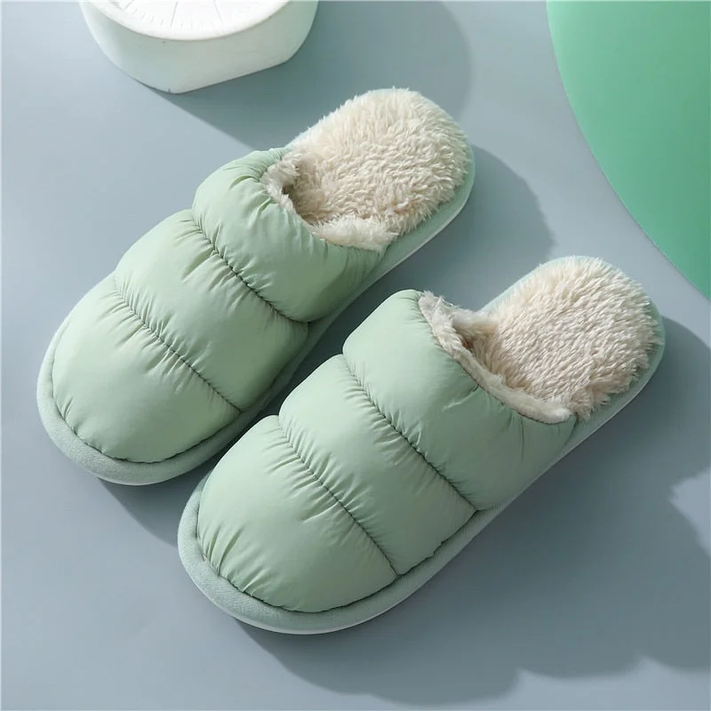 Winter Women Slippers Down cloth Home Slippers Non-Slip Soft Warm House Slippers Indoor Bedroom Lovers Couples Floor Shoes Women