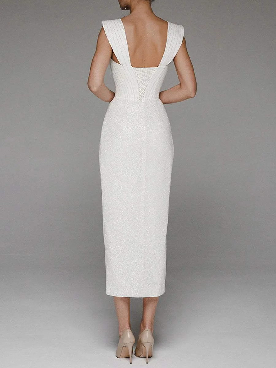 Elegant and sexy tube top straight dress