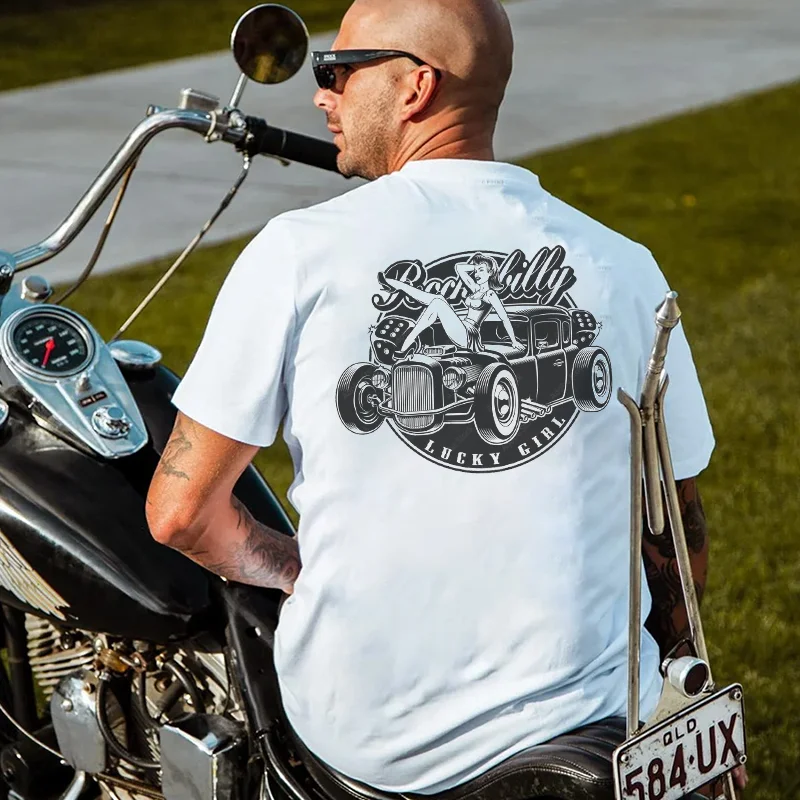 LUCKY GIRL Sexy Lady Car Print Men's T-shirt