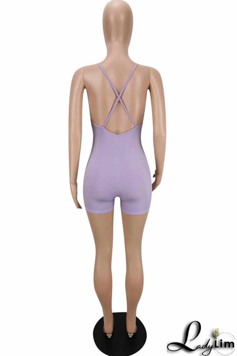 Purple Street Print Letter V Neck Jumpsuits