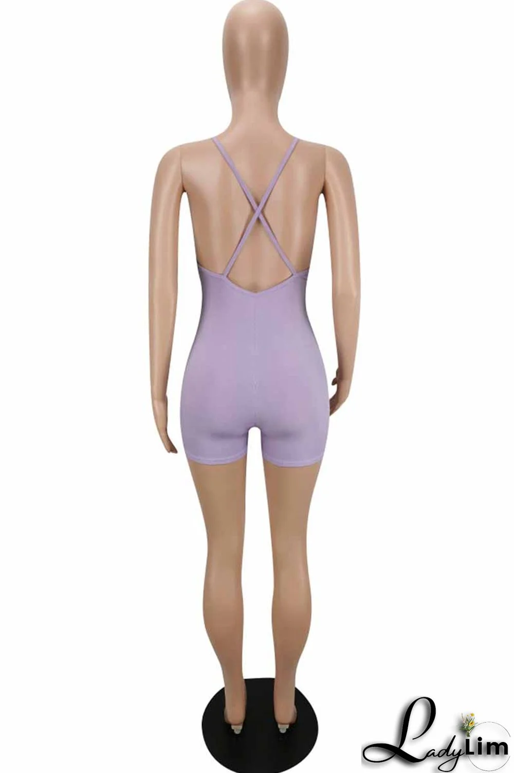 Purple Street Print Letter V Neck Jumpsuits