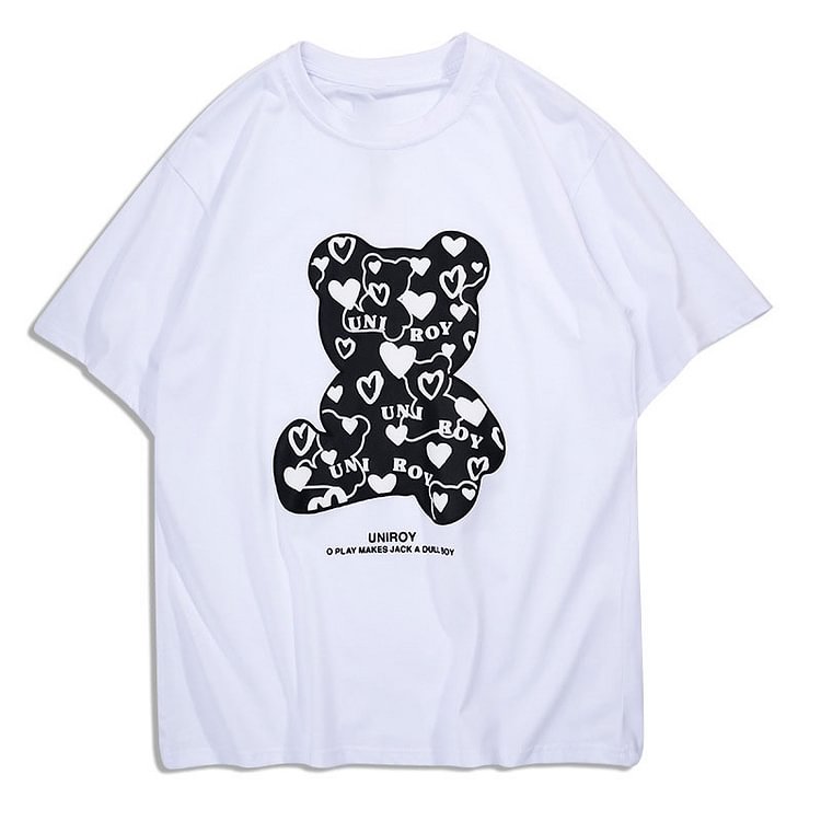 Girlfriend Boyfriend Bear Print T-shirt - Modakawa Modakawa