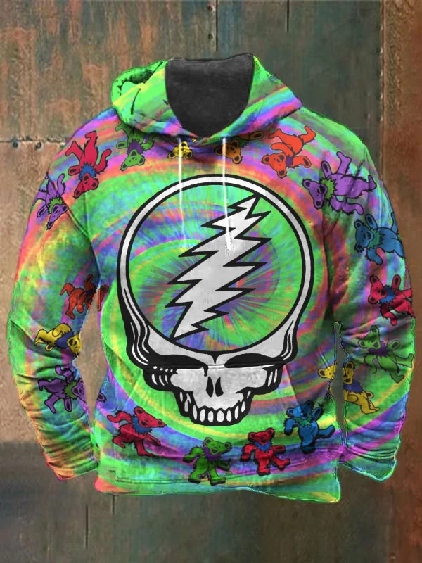 Unisex Skull Bear Print Heavyweight Hoodies