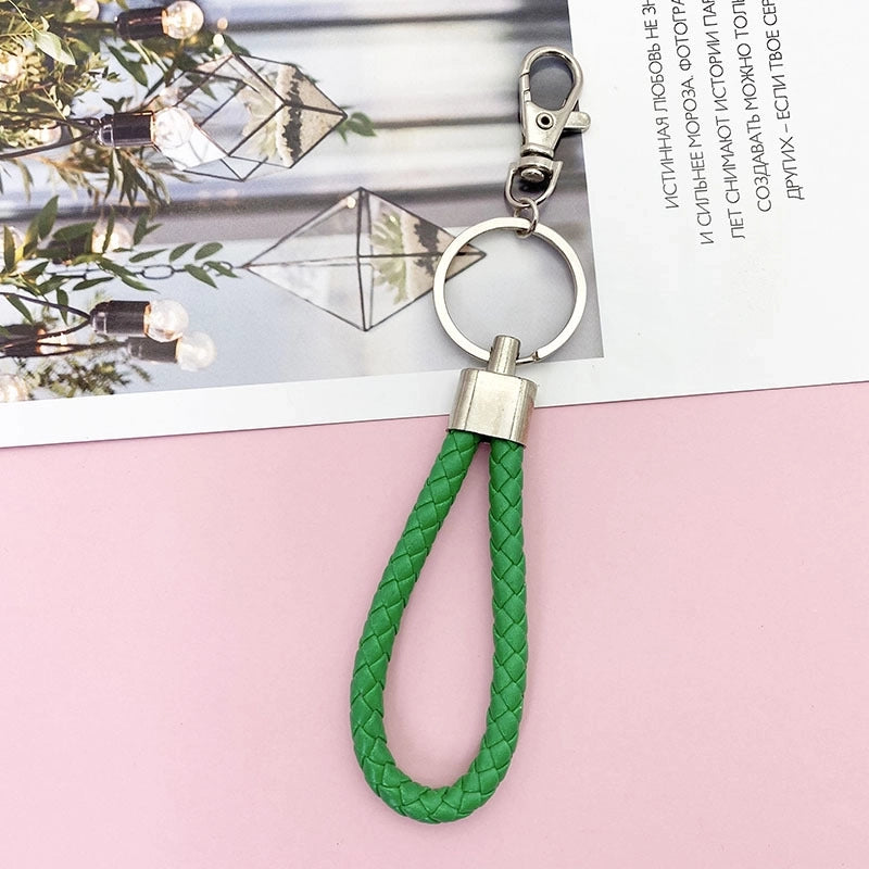 Minimalist Classic Style Solid Color Pu Leather Unisex Bag Pendant Keychain