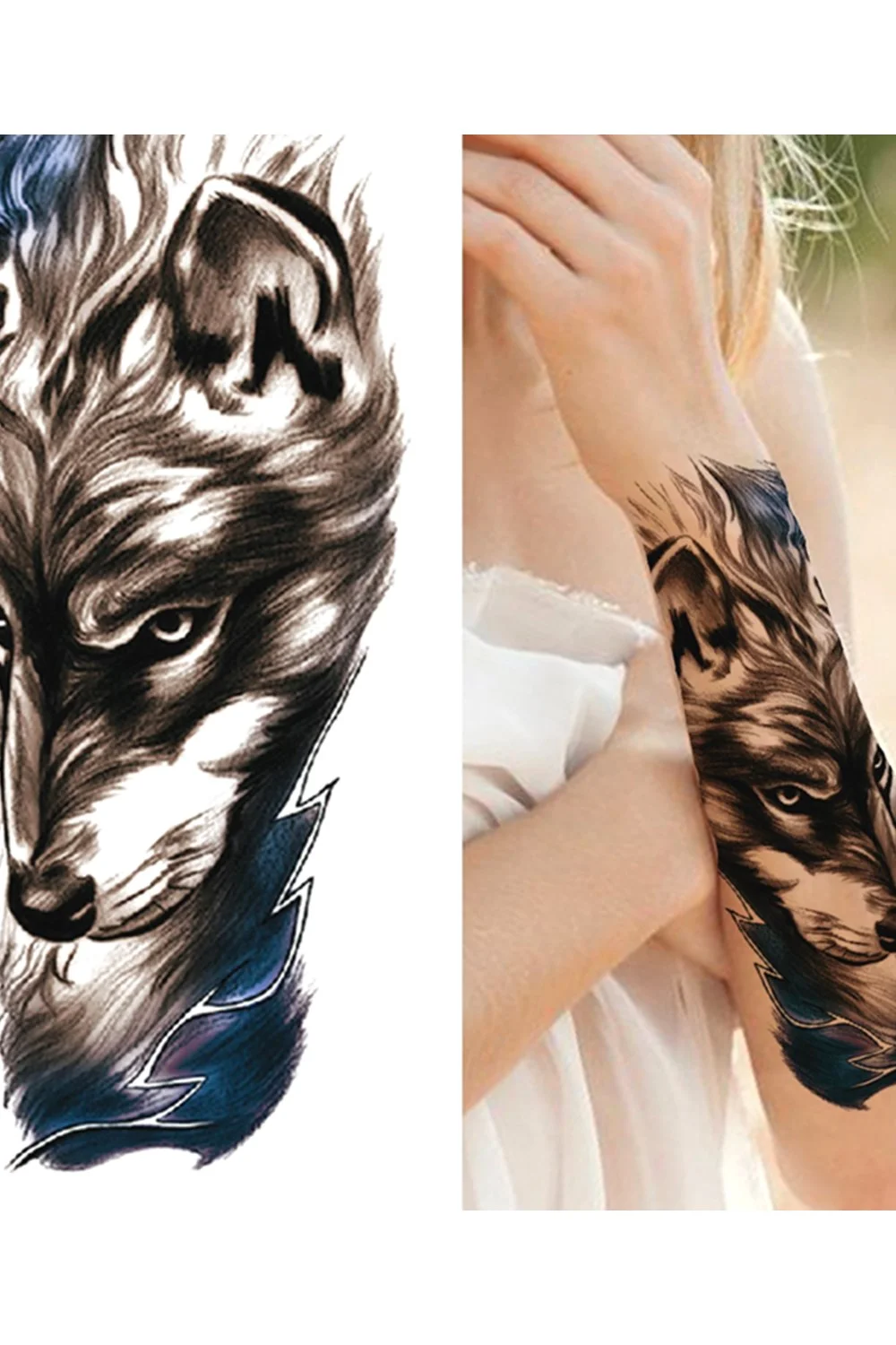  Forest Tattoo Sticker For Men Women Children Tiger Wolf Death Skull Temporary Tattoo Fake Henna Skeleton King Animal Tatoo 921-1
