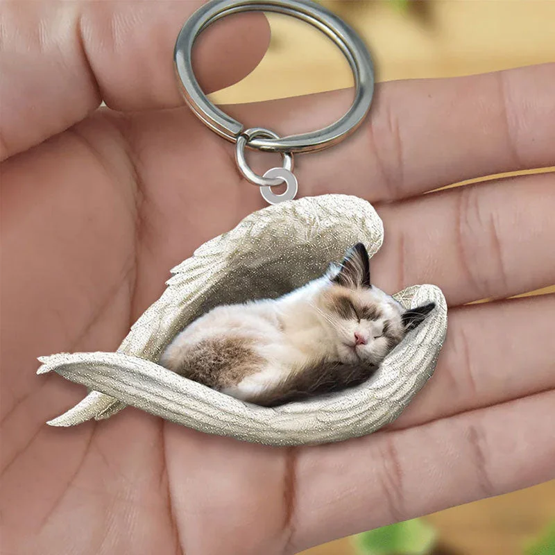 VigorDaily Sleeping Angel Acrylic Keychain Ragdoll Cat