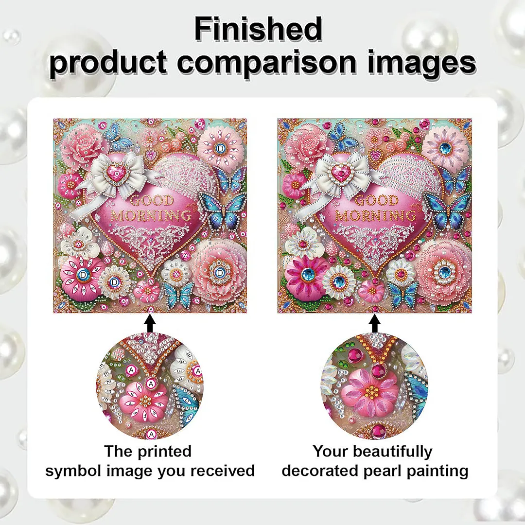 Good Morning DIY Special Shape Drill Diamond Art Pearl Painting Kit with Frame 25x25cm Art Craft Pearl Diamond Painting for Adults Beginners Home Decor