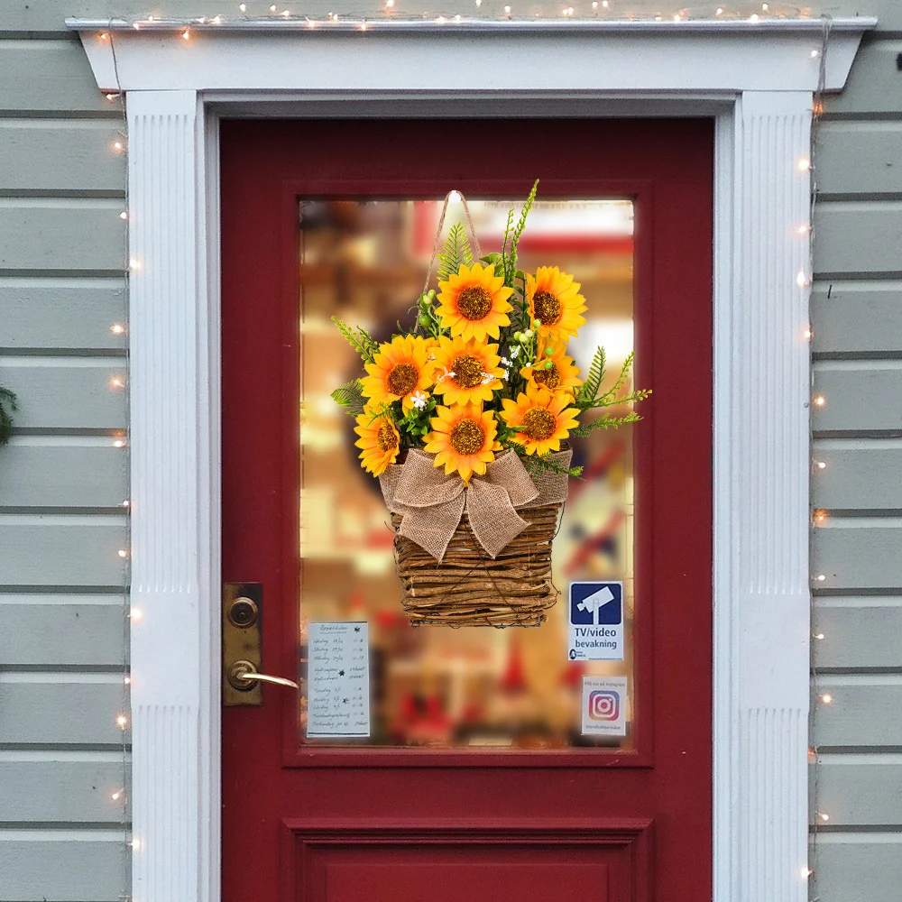 Summer Sunflower Basket Door Hanging Decoration Wreath Door Wall 