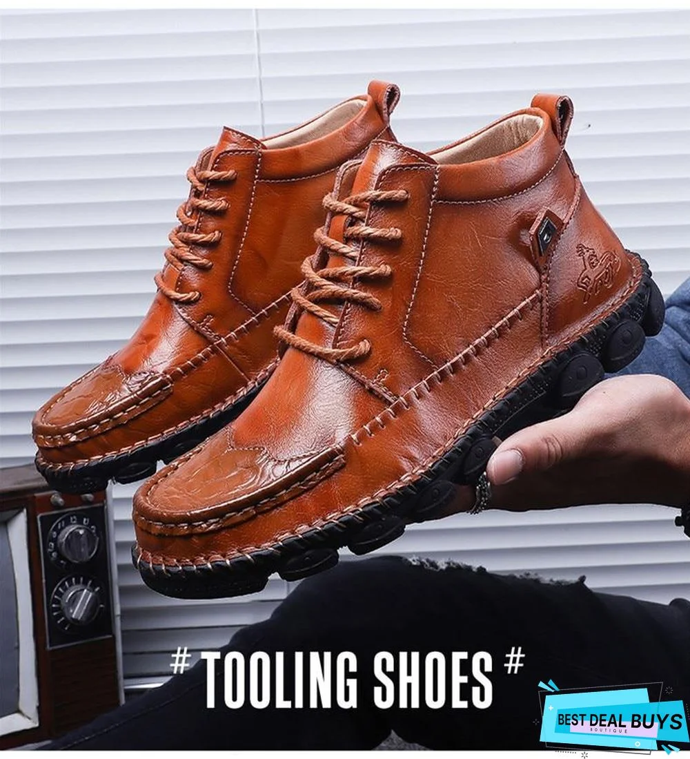 Cow Split Leather Men Boots Comfortable Boots Men Footwear Rubber Ankle Boots Men's Shoes