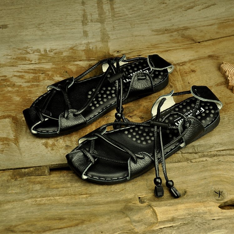 X93-P70 Leather Baotou Personalized Massage Roman Shoes Beach Shoes-dark style-men's clothing-halloween